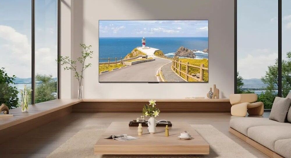 Telewizor IFFALCON 75U85 75 cali duży ekran Mini LED kino domowe wysoka jakość obrazu, telewizor zawieszony na ścianie w pomieszczeniu
