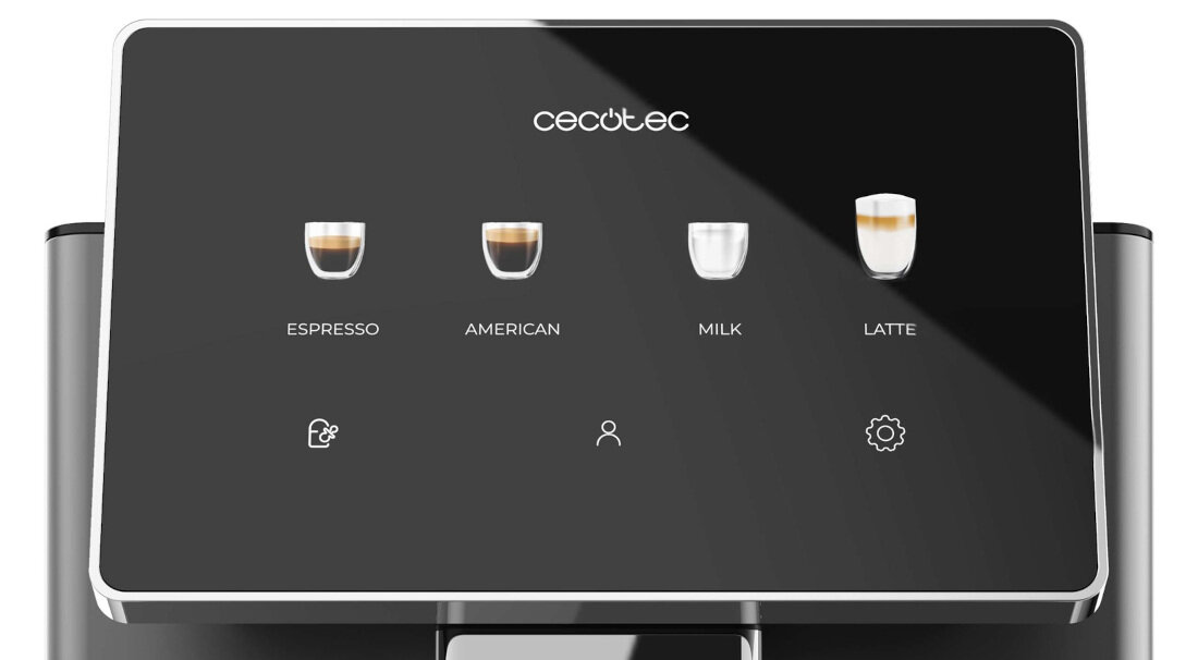 Ekspres CECOTEC Cremmaet Tempo Intuicyjna obsługa Duży, 7-calowy wyświetlacz TFT nawigacja po przepisach i ustawieniach W kilka sekund  wybór kawa