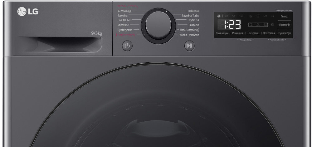 Pralko-suszarka LG F2D9550YJ programy panel sterowanie wirowanie temperatura zakres ustawienia