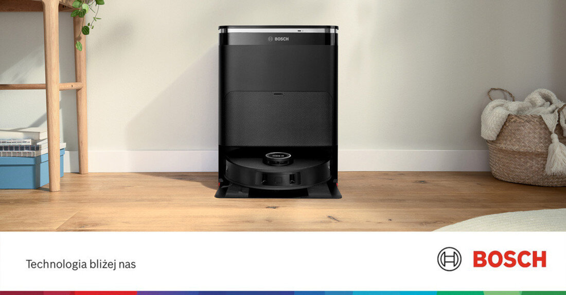 Robot sprzątający BOSCH BCRDW3BAB Wygląd design tło prezentacja wizualizacja Kompleksowe czyszczenie