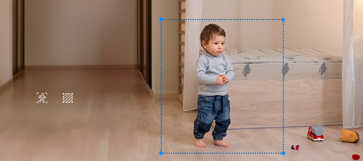 Kamera TP-LINK Tapo C201 Wewnętrzna, Wi-Fi, Kamera obrotowa, monitorowanie, ochrona, konfigurowanie, kontrola, dziecko idzie przez pokój, kamera nadzoruje i monitoruje dziecko