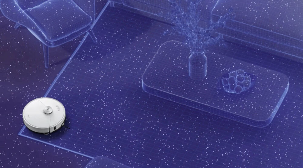 Robot sprzątający ROBOROCK S8 MaxV Ultra R02 z przyłączem wody system unikania przeszkód rozpoznaje omija przeszkody beztroskie sprzątanie nawigacja laserowa precyzyjne skanowanie tworzenie map optymalizacja trasy sprzątania skracanie czasu na sprzątnie wbudowany asystent głosowy język angielski sterowanie robotem bez internetu wygodne sprzątanie