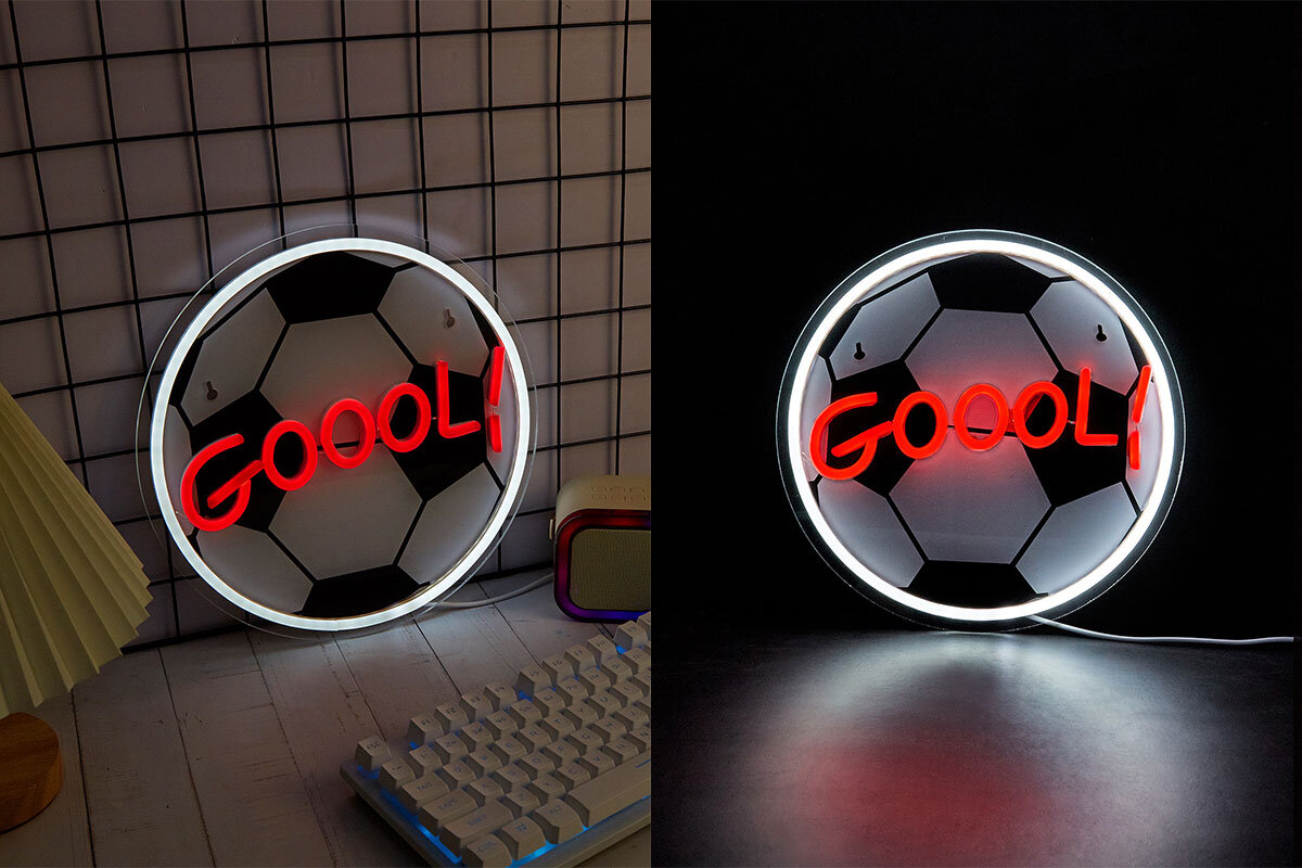 Neon LED MANTA Pilka kolorowymi przewodami LED intensywne barwy