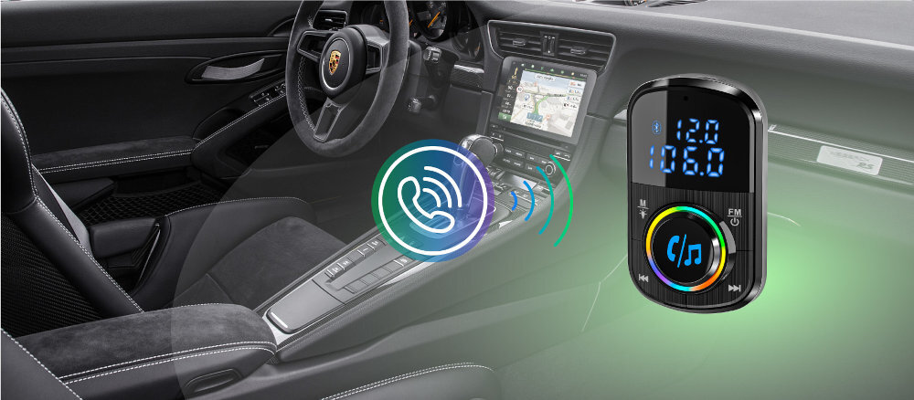 Transmiter FM NAVITEL BHF08 PRO połączeniu Bluetooth wbudowanemu mikrofonowi redukcji szumów bezpieczne prowadzenie rozmów