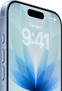 iPhone 17, przód urządzenia, kolor gołębi, Dynamic Island pośrodku, przyciski: przycisk czynności, głośności