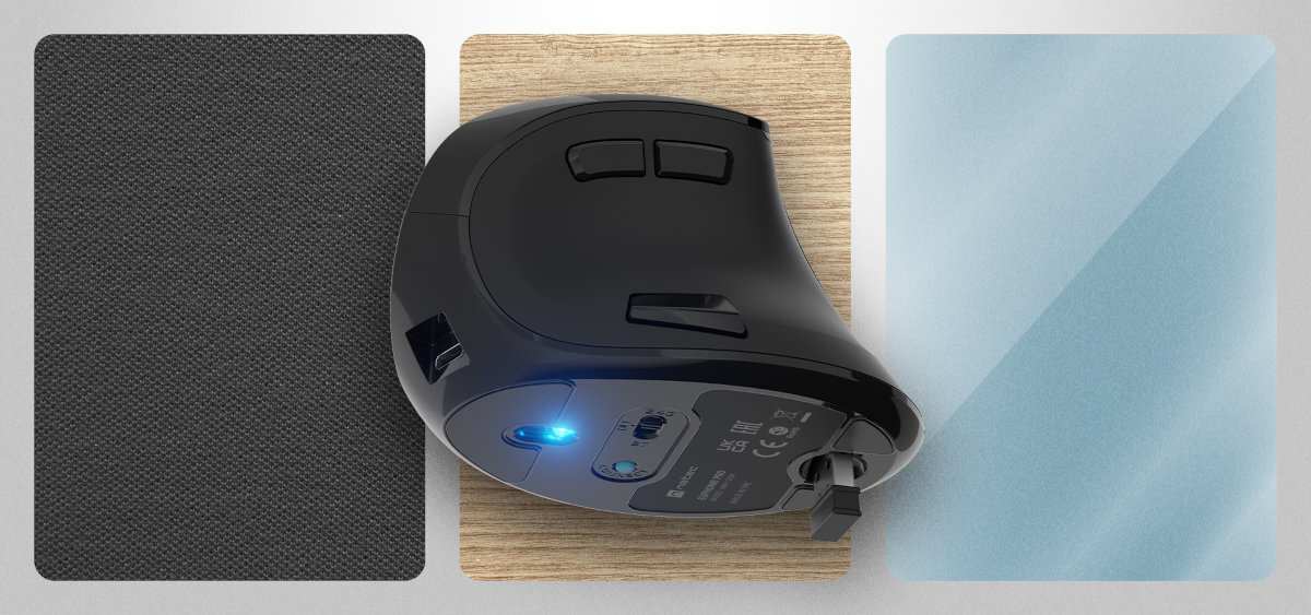 Natec Euphonie Pro wysokiej jakości sensor optyczny Blue Sense rozdzielczości sięgającej 4000 DPI szkle o grubości powyżej 4 mm - różne powierzchnie