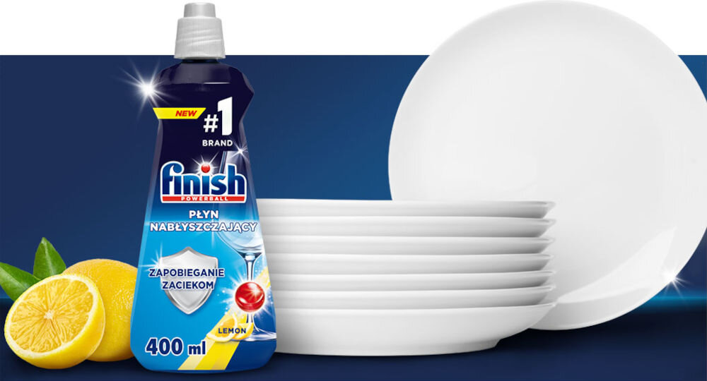 Nabłyszczacz do zmywarek FINISH Shine Protect Cytrynowy 400 ml zapach bez zacieków