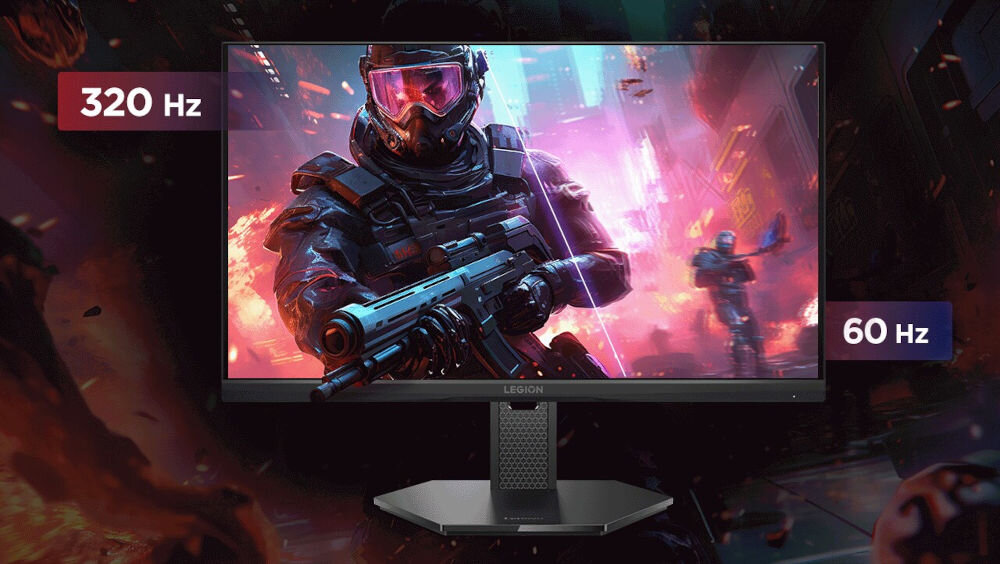 Monitor LENOVO Legion 25-10 24.5 cala 1920x1080px IPS 320Hz 0.5 [MPRT] 	
					prezentacja monitora z włączoną grą strzelanką porównanie 320 Hz z 60 Hz
					częstotliwość odświeżania ruchy w grze wyświetlane bez zauważalnych przerw wsparcie dla graczy płynny obraz