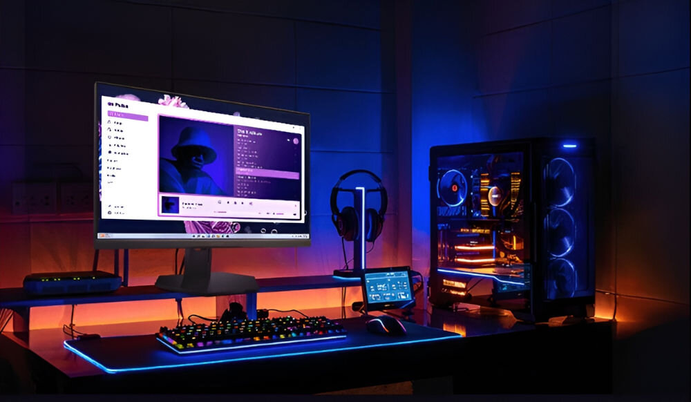 Monitor LENOVO Legion 25-10 24.5 cala 1920x1080px IPS 320Hz 0.5 [MPRT] 	
					prezentacja monitora na biurku w pokoju obok myszka klawiatura komputer głośniki słuchawki kolorowa poświata w tle
					czas reakcji szybkie reakcje w dynamicznych scenach ograniczenie smużenia