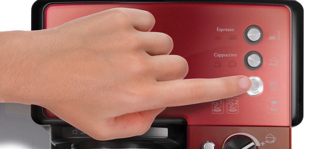 Ekspres BREVILLE Prima Latte VCF046X Czerwony Łatwość użytkowania kawa możliwości espresso cappuccino latte