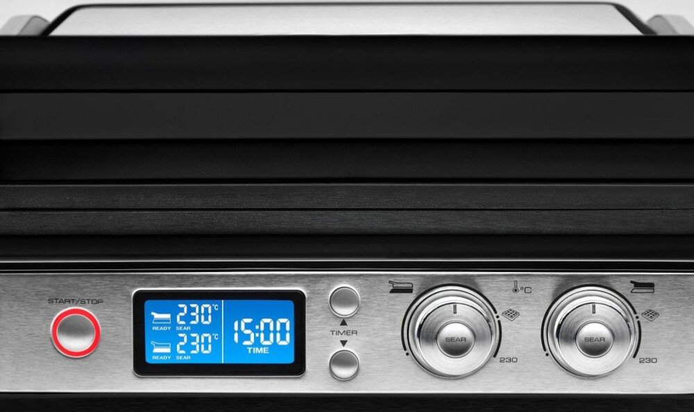 Grill elektryczny DELONGHI CGH 1020 D wyswietlacz LED wyposazenie sterowanie ustawienia mozliwosci uzytkowanie funkcja timera