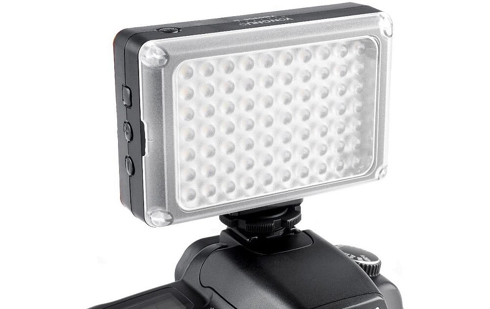 Lampa LED YONGNUO YN0906 II aparat zdjęcia moc jasność błysk pomiar ekran ustawienia