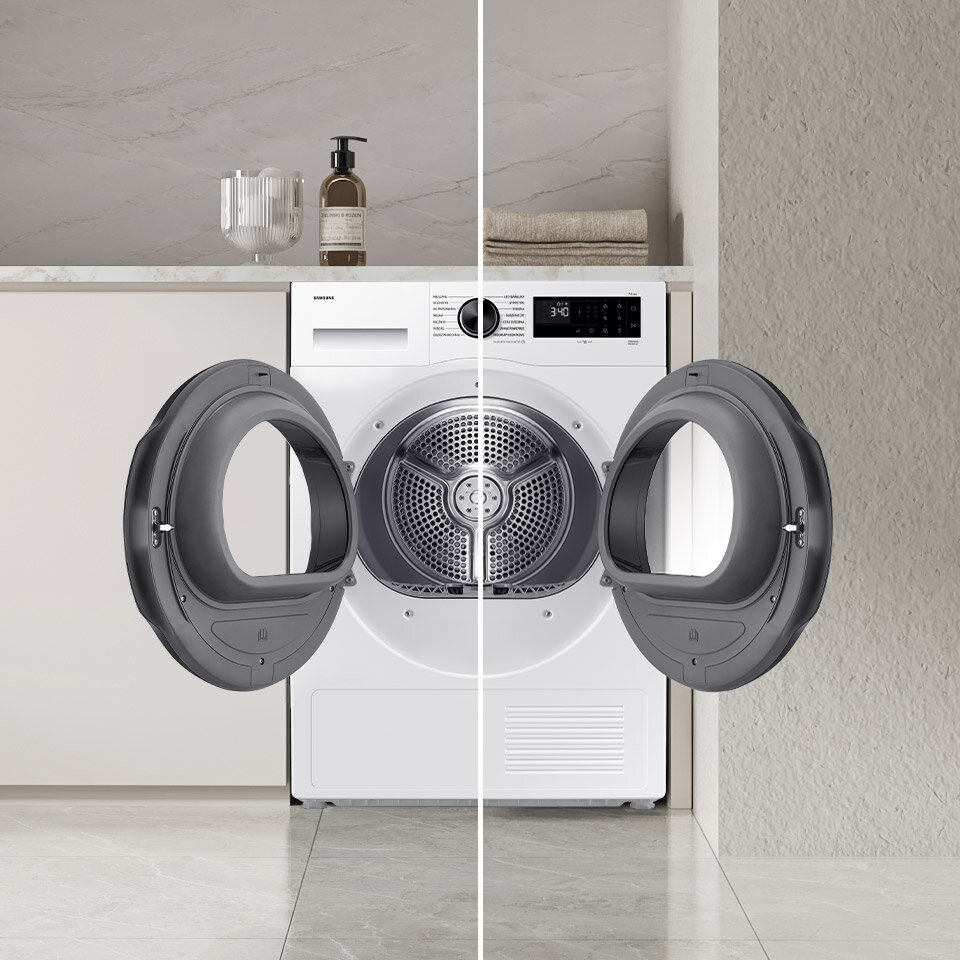 dostosuj kierunek otwierania drzwi suszarki dv90dg52a0aeeo do swoich potrzeb