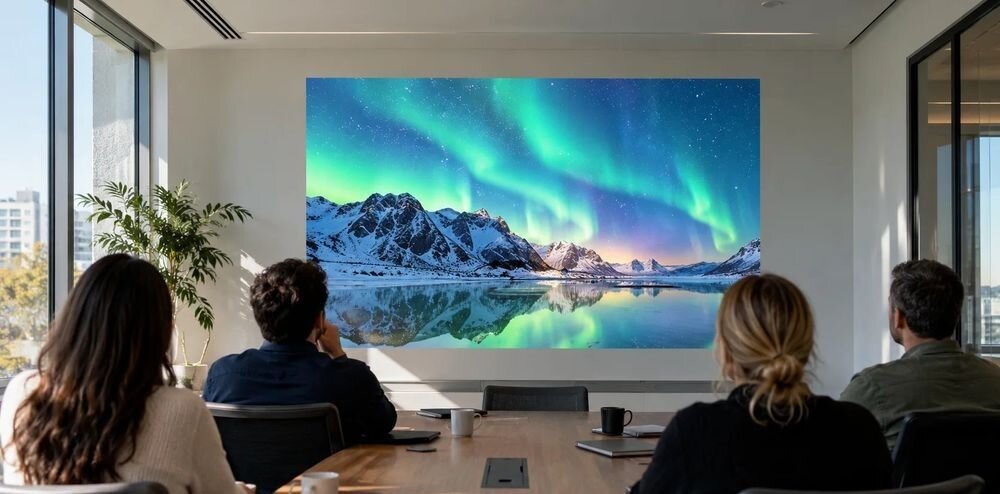 Projektor ACER Vero SL2520N Full HD, szybki start i wyłączanie, kontrast 50 000:1, Rec. 709, Jasny obraz na ścianie w sali spotkań w ciągu dnia