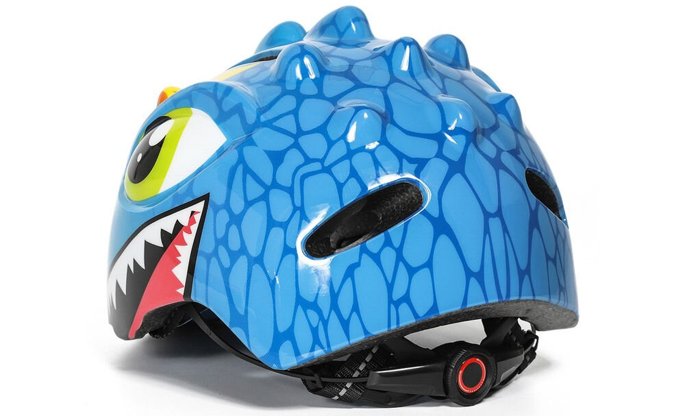 Kask rowerowy WOZINSKY Smok HT-006N Niebieski dla Dzieci (rozmiar S), regulacja, dopasowanie, stabilność, wygoda, Tył niebieskiej osłony z wentylacją i systemem regulacji.