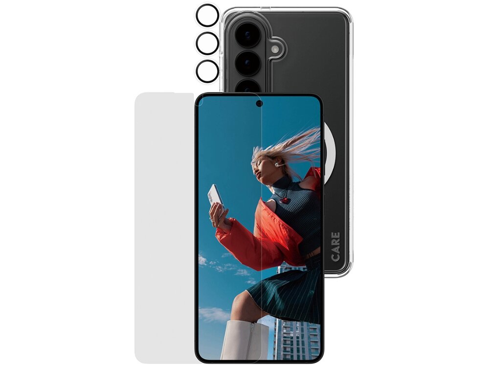 Filtr prywatności z boku, szkło Ultra-Wide Fit i powłoka oleofobowa