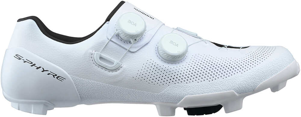 Buty rowerowe SHIMANO S-Phyre SH-RX910 Biały (rozmiar 48) Dwa niskoprofilowe pokrętła BOA Li2 Mikroregulacja stabilne trzymanie bez konieczności korzystania z tradycyjnych sznurowadeł kontrola nad ruchem stopy szybkiej korekty dopasowania