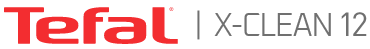 Logo z napisem \'Tefal X-CLEAN 12\' w kolorze czerwonym i szarym na białym tle.