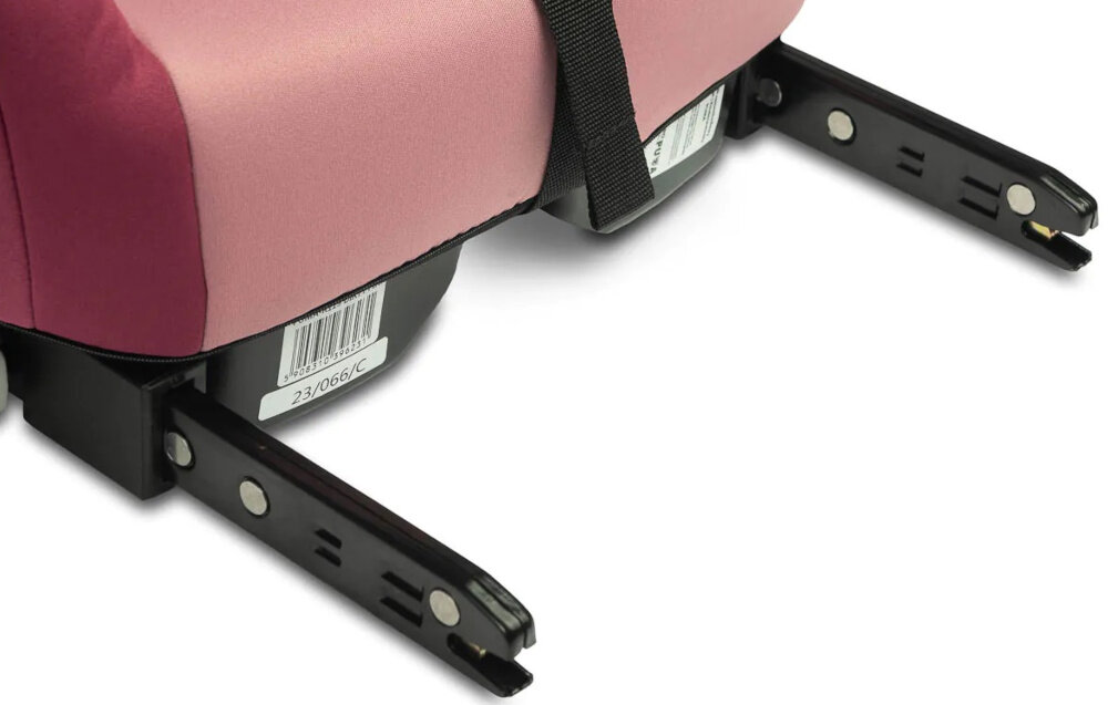 Podstawka samochodowa CARETERO Puma I-Size Różowy zbliżenie na zaczepy do samochodu system ISOFIX szybkie i pewne zamocowanie podstawki stabilność siedziska i wygoda użytkowania na co dzień