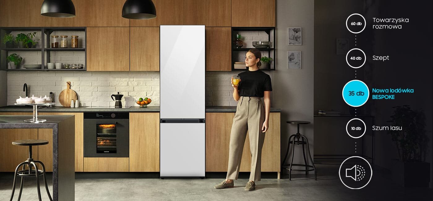 Porównanie natężenia dźwięku lodówki Samsung z innymi dźwiękami