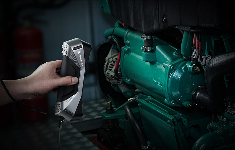 CREALITY CR-Scan Raptor czarnymi i metalicznymi obiektami 24-bitową kamerę RGB 12 diod LED