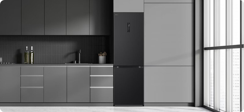 LODÓWKA LG GBV5150DEP wizualizacja Starannie dopasowana forma konstrukcja budowa wygląd pojemność 344 l system nofrost