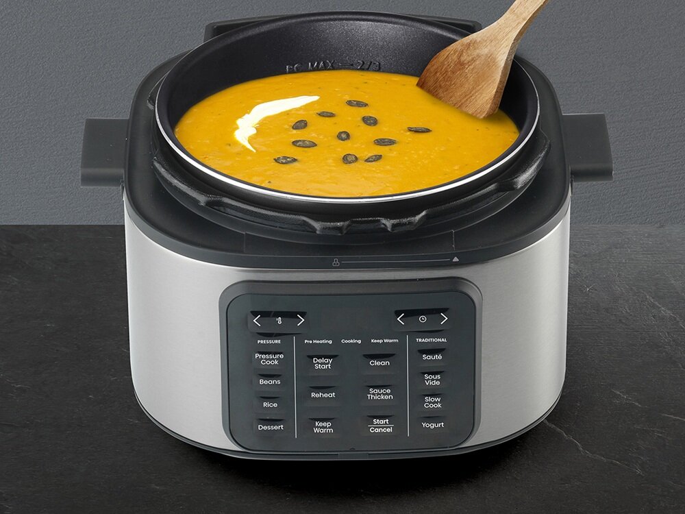 Multicooker HISENSE HMC6SBK rozwiązanie Anti Spin, stabilny stalowy wkład, nie przesuwa się podczas mieszania, łatwiejsza zachowanie porządku