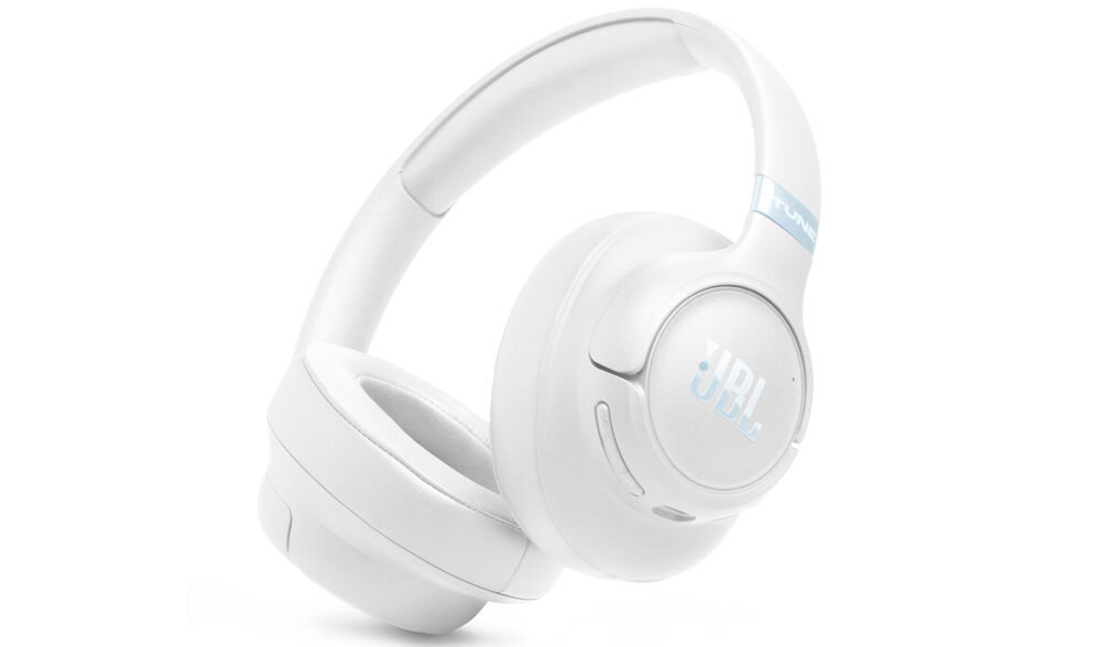 Słuchawki nauszne JBL Tune 780NC przestrzenny dźwięk Hi-Res JBL Spatial Sound USB-C 3,5 mm, słuchawki nauszne po skosie na białym tle