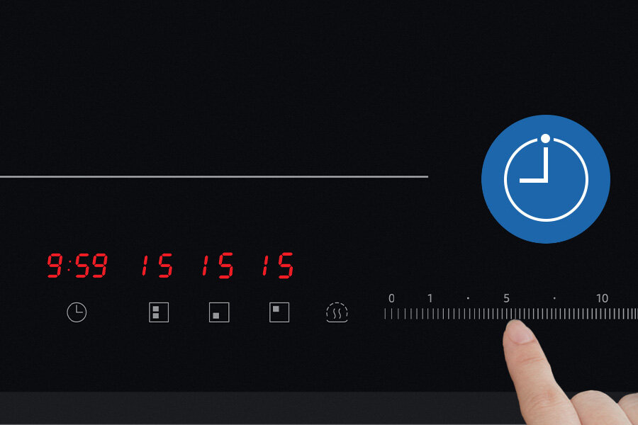 Płyta indukcyjna Samsung NZ64R3747BK - Media Expert - fotografia - timer do każdego pola grzewczego