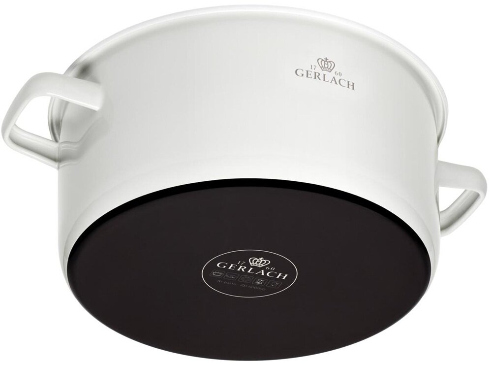 Zestaw garnków GERLACH Natur Enamel Biały (6 elementów) do wszystkich typów kuchenek, nie chłonie zapachów i tłuszczu, wytrzymałość, można myć w zmywarce