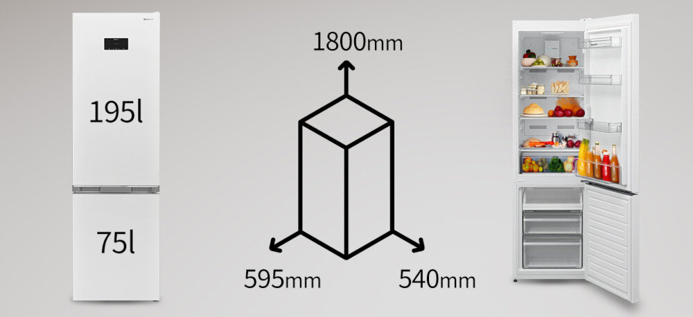 LODÓWKA SHARP SJ-FBA05DHXWE-EU wymiary wnętrze dużo miejsca pojemność komór