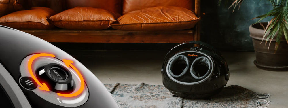 Masażer do stóp MEDIVON Pure Complete Pro różnorodne techniki masazu Shiatsu masaż powietrzny rolujący tryb drapania stóp funkcja podgrzewania skuteczne rozluźnienie mięśni niwelowanie zmęczenia stóp poprawa krążenia krwi 