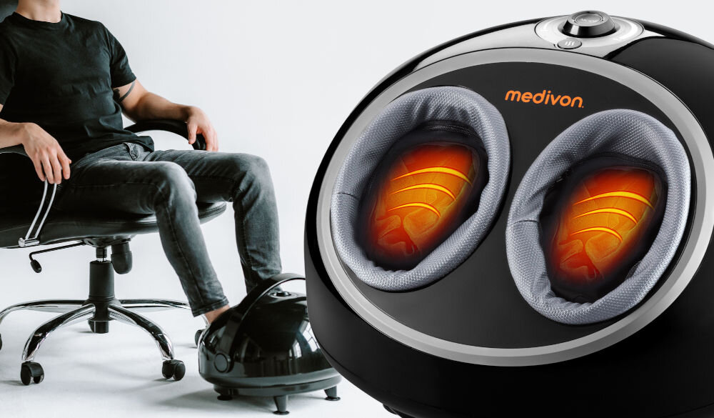 Masażer do stóp MEDIVON Pure Complete Pro regularne korzystanie redukcja stresu i napięcia pozytywny wpływ na samopoczucie funkcja podgrzewania delikatny masaż regeneracja po intensywnym dniu 