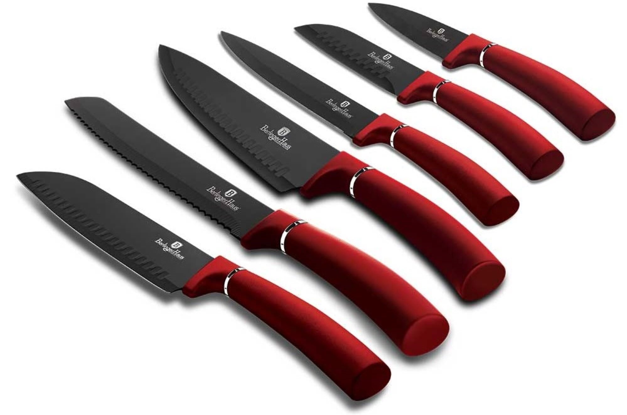 Zestaw nozy BERLINGER HAUS Metallic Line Burgundy Edition BH/2542 (6 elementow) wykonanie ostre latwe i niezawodne w uzyciu ergonomiczna konstrukcja