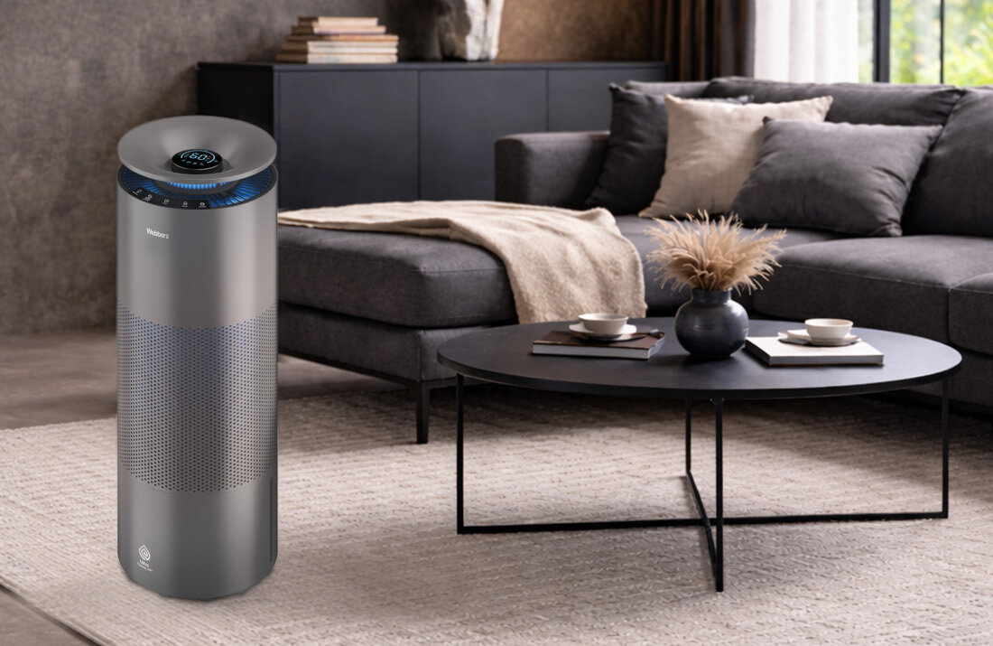 Nawilżacz ewaporacyjny WEBBER Taupe EH9004 Naturalne nawilżanie powietrza naturalny proces odparowywania wody  Brak widocznej mgiełki brak białego osadu na meblach, sprzęcie RTV i elektronice