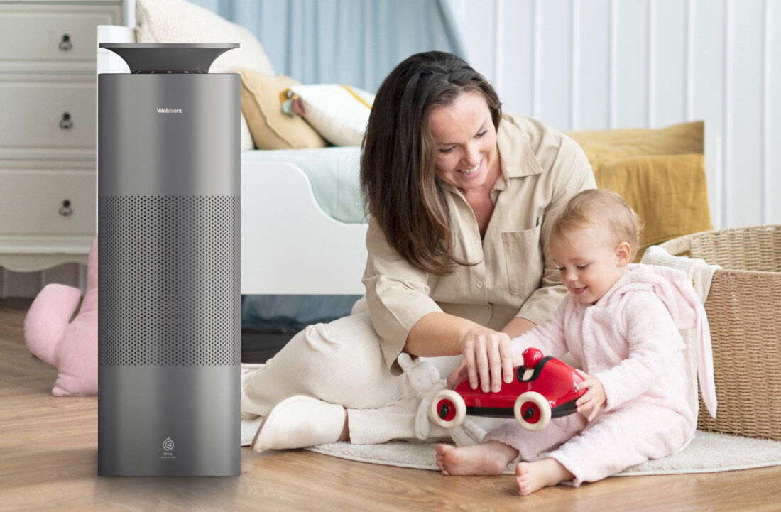 Nawilżacz ewaporacyjny WEBBER Taupe EH9004  do dużych przestrzeni Wydajność na poziomie do 1500 ml/h do 105 m² Stabilny poziom wilgotności przyjazny klimat