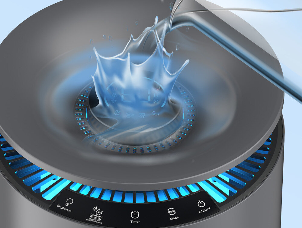 Nawilżacz ewaporacyjny WEBBER Taupe EH9004 Duży zbiornik Pojemność zbiornika 8 litrów  System napełniania od góry przez wiele godzin