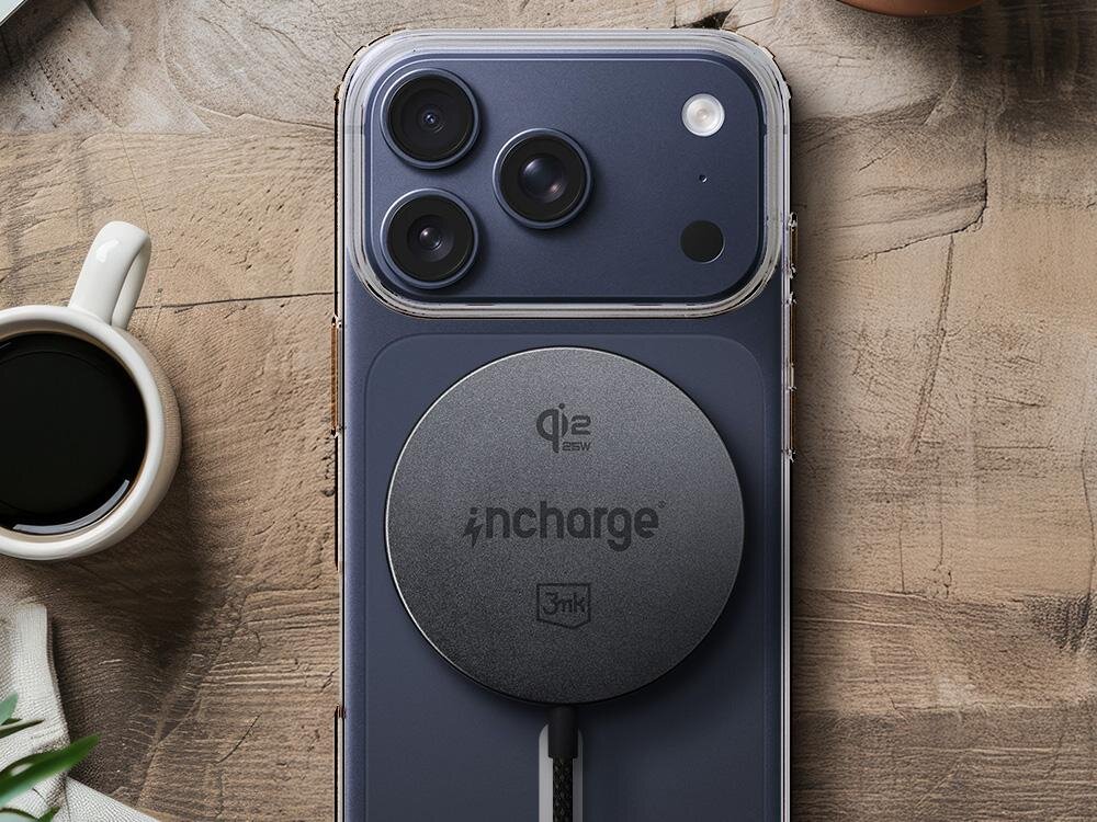 3MK Incharge Align 25 W bezproblemowej obsłudze smartfonów technologię MagSafe protokołów Qi2.2, Qi2 klasycznego Qi Moduł rozpoznający - ładowarka przyłączona do smartfona