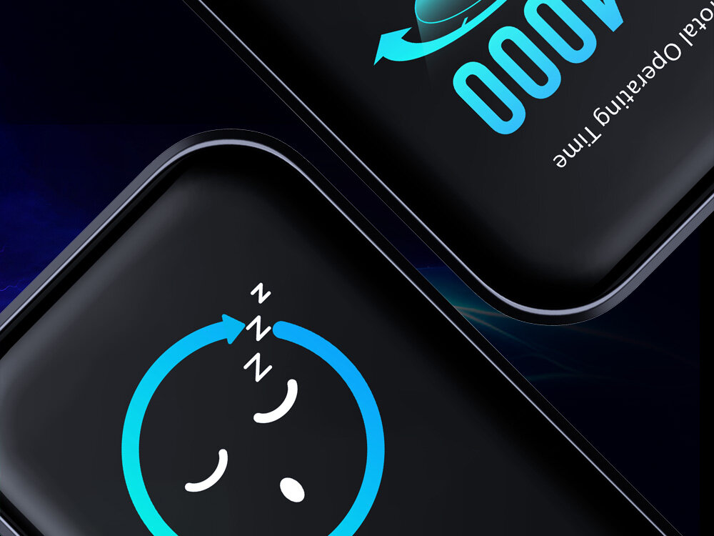 Zbliżenie na wyświetlacz ładowarki z ikoną trybu uśpienia, symbolizującą bezpieczne ładowanie nocne.