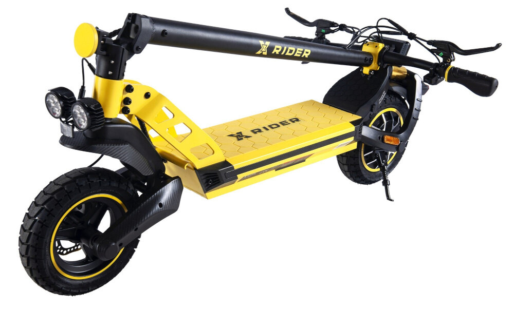 Hulajnoga elektryczna XRIDER F10 Czarno-żółty skladana konstrukcja latwy transport