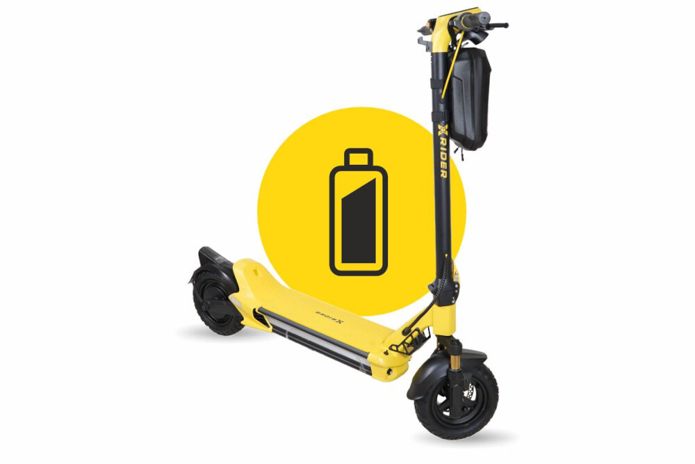 Hulajnoga elektryczna XRIDER MX10 MAX Żółty bateria 18,2 Ah/48 V zasieg do 85 km bateria litowo-jonowa czas ladowania okolo 9 godzin predkosc do 20 km/h