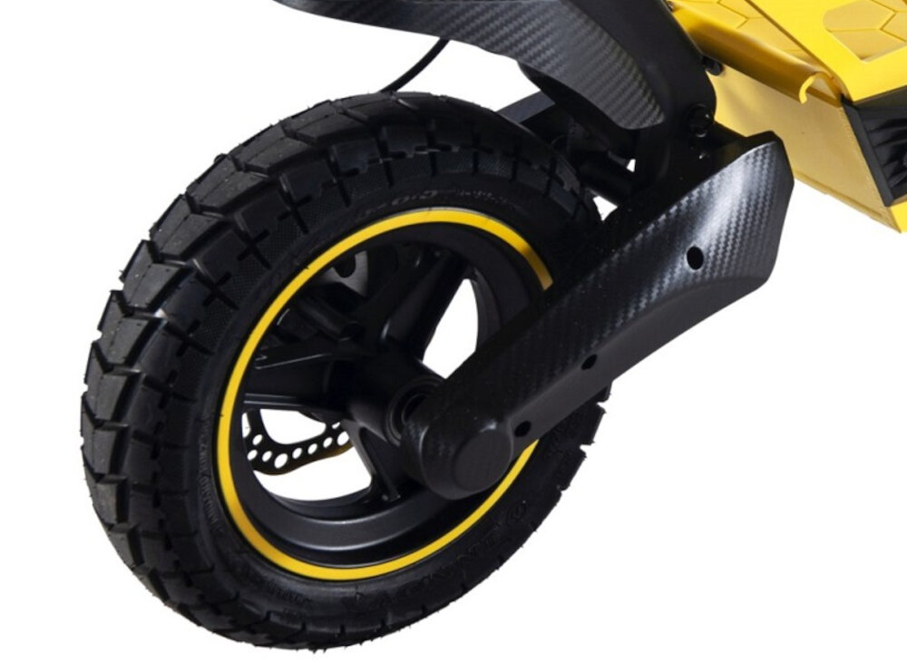 Hulajnoga elektryczna XRIDER F10 Czarno-żółty duze pompowane opony srednica 10 cali przednia i tylna os amortyzowana