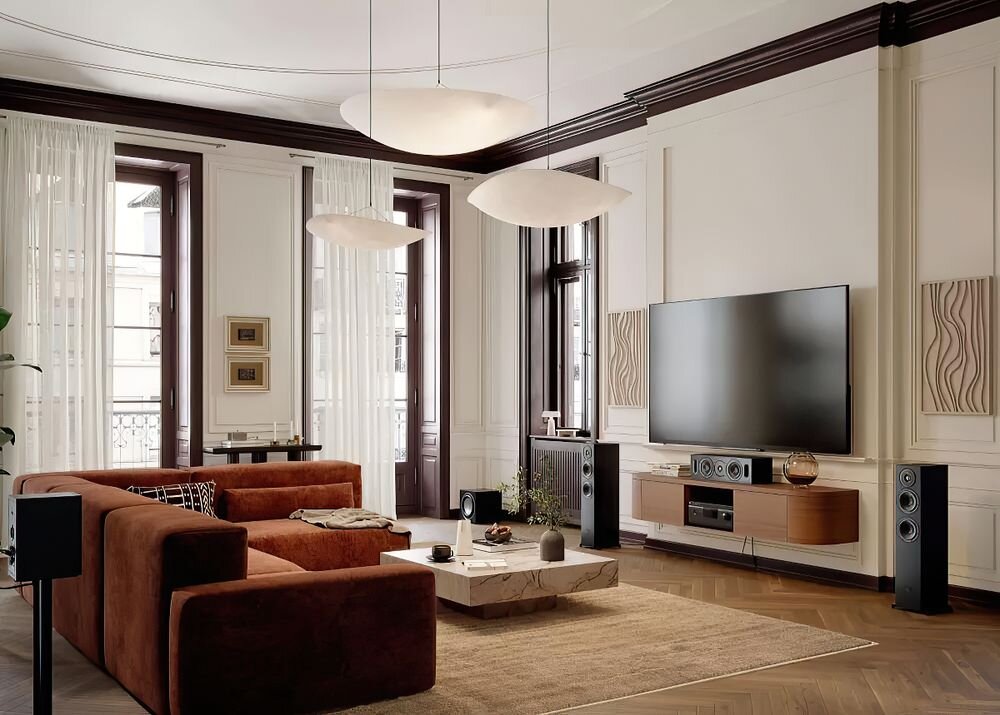 DALI Sonik 1 kompaktowe wymiary 27.4x16.2x23.1 cm kolumny podstawkowe mała przestrzeń ustawienie, kolumny porozstawiane w pomieszczeniu