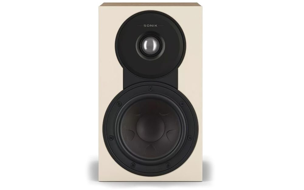 DALI Sonik 1 pasywne kolumny 6 ohm 100W RMS MDF system audio stereo kino domowe, kolumna od frontu na białym tle