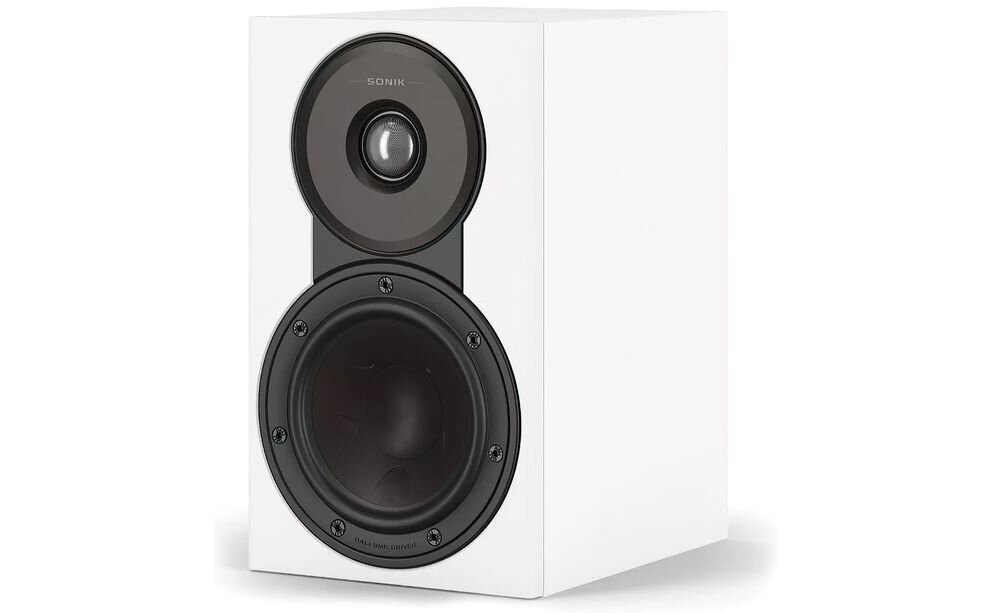 DALI Sonik 1 Clarity Cone membrana naturalna średnica realistyczne wokale technologia audio, kolumna po skosie na białym tle