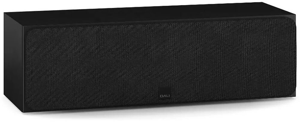 Głośnik centralny DALI Sonik Cinema pasmo 46-26000 Hz szeroki zakres dźwięku kino domowe, kolumna po skosie na białym tle