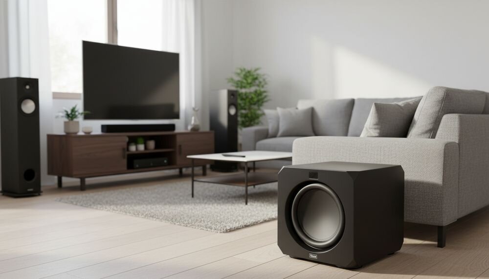 MAGNAT Omega CS 12 subwoofer z zamkniętą obudową i odtwarzaniem niskich częstotliwości do 18 Hz