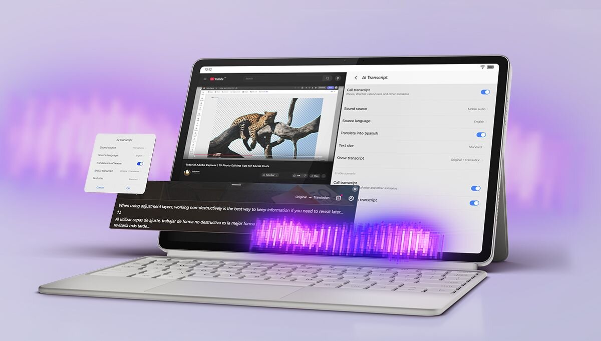 Lenovo Yoga Tab AI Live Transcript zamiana mowy na tekst i tłumaczenia