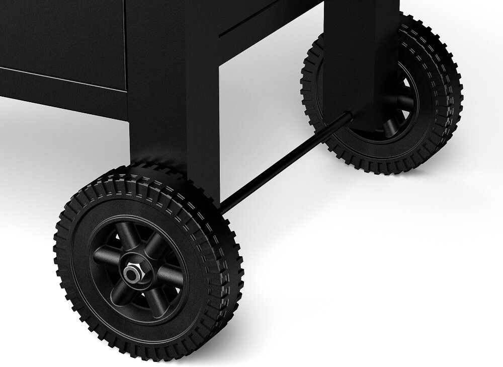 Grill węglowy KOLER Ember CH2 zbliżenie kółka 4 stalowe nogi koła ułatwiające poruszanie się z grillem szerokie stopy