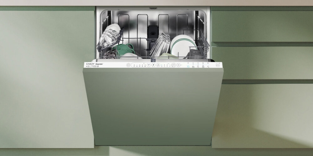 Zmywarka CANDY RapidÓ CIP 3E7L0W Program szybki 49' skrócony czas mycia połowa załadunku oszczędność wody prądu
